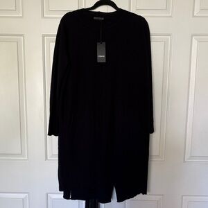 Oska Elegant Long Sleeve Deep Navy Blue Dress.